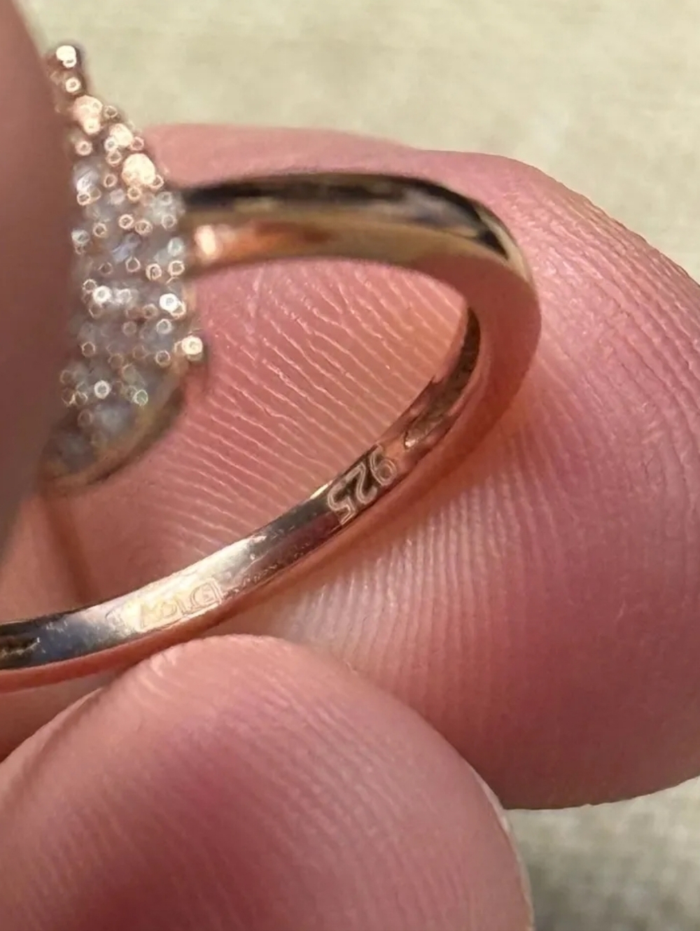 Djoy Rose Gold Over Sterling Silver 0.25 TCW Pink Diamond Ring SZ 8 - Picture 4 of 5